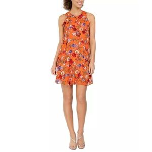 Calvin Klein Orange Floral-Print Mini Dress